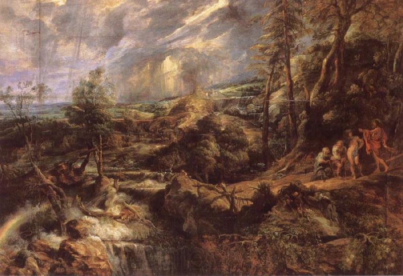 Peter Paul Rubens Stormy lanscape with Philemon and Baucis Norge oil painting art
